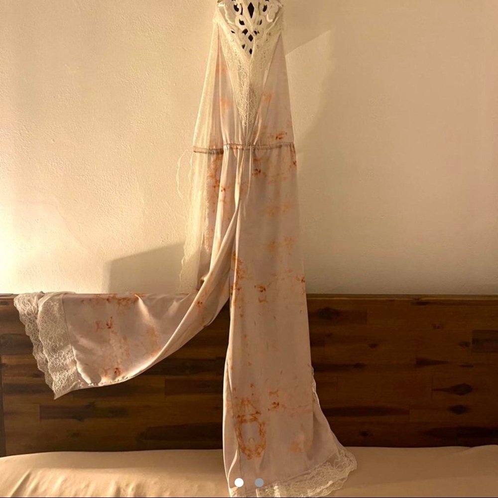 Free People Lace and Silk Lounge/Sleep Romper
